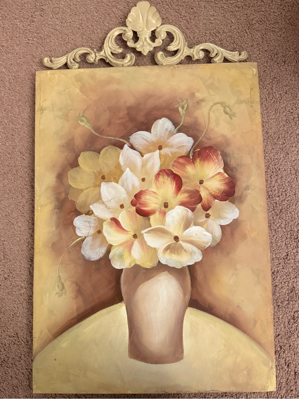 Floral Still Life Flowers in Vase Canvas Painting Unframed Small 21 x 15 in